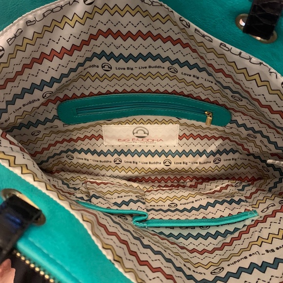 BIG BUDDHA TEAL AND BLACK FOLDABLE PURSEđź’— - Picture 3 of 3